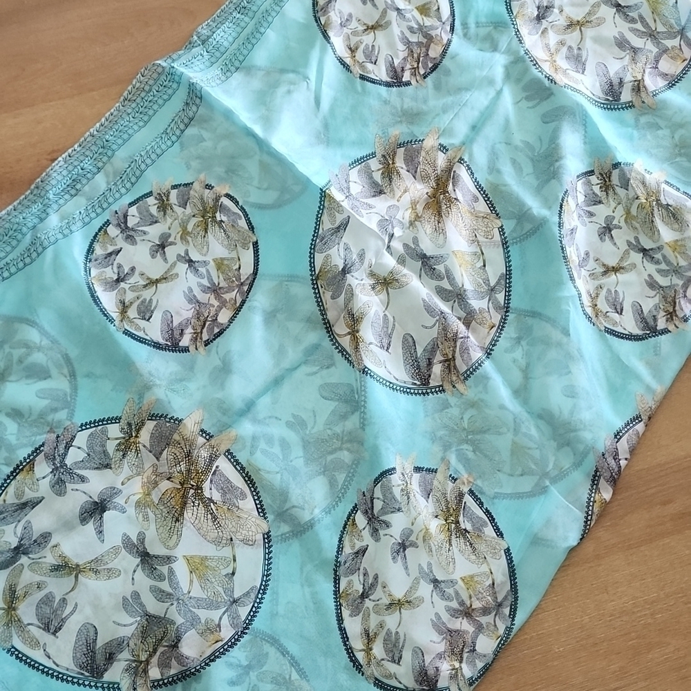 100% Silk Dragonfly Scarf – 24” x 67” NWT - Picture 3 of 7